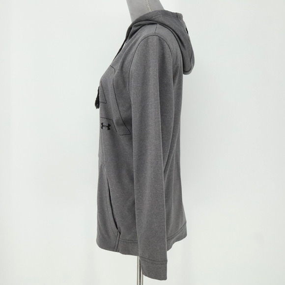 Under Armour Hoodie Sweatshirt Medium Mens Gray Coldgear Pullover Pouch Pocket - Picture 9 of 10